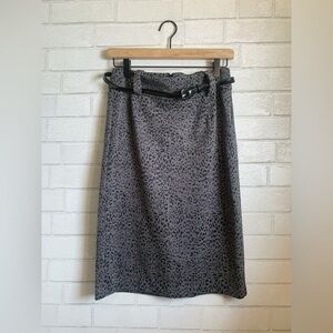 George Gray & Black Stretchy Animal Print Midi Pencil Skirt with Belt